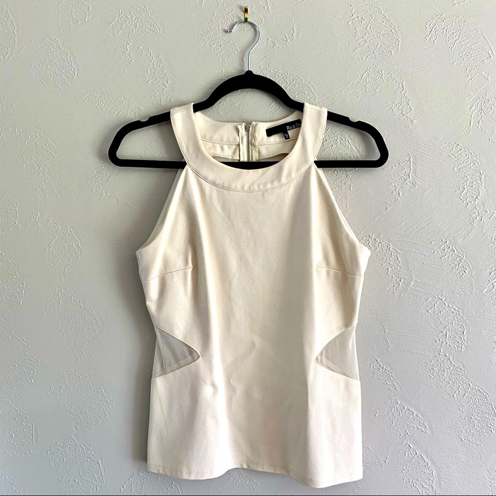 Ro & De Anthropologie Cream Halter Tank Top size Medium